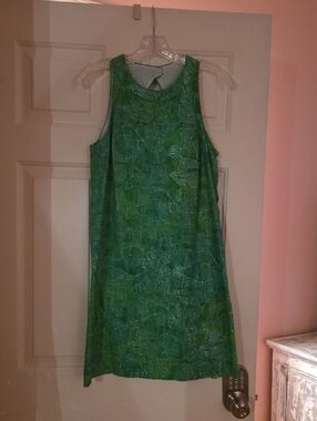 Vintage Seeveless Green Print Midi Dress By Stephan Geronimo